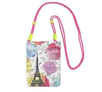 Borsa a tracolla da donna, con stampa della Torre Eiffel di Parigi, mini portamonete per telefono, grazioso portafoglio per telefono, regalo per escursioni e viaggi, Fucsia, Taglia unica