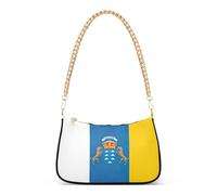 Borsa a tracolla da donna con stampa dell'arcipelago spagnolo con bandiera delle Canarie, borsa a tracolla Hobo per feste, chiusura con cerniera e tracolla a catena