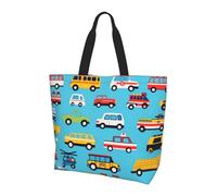 Borsa a tracolla da donna con stampa di auto della polizia dei cartoni animati, borse per ambulanze, camion, borse per la spesa, impermeabile, grande borsa con tasca interna, per lavoro, viaggi