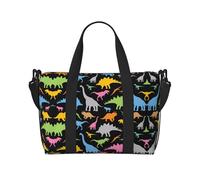 Borsa a tracolla da donna con stampa di dinosauri colorati e carini, adatta per allenamenti in palestra, pendolarismo e viaggi