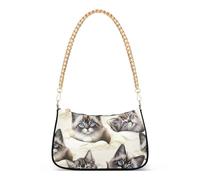 Borsa a tracolla da donna con stampa di gattini carini color crema per donne Hobo borsa da festa borsa per tutti i giorni borsa tote