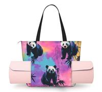 Borsa a tracolla da donna con stampa di panda al neon, grande borsa a tracolla per