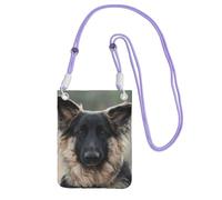 Borsa a tracolla da donna, con stampa di pastore tedesco, mini portafogli per telefono, grazioso portafoglio per telefono, regalo per escursioni e viaggi, Viola, Taglia unica
