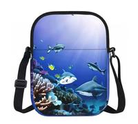 Borsa a tracolla da donna con stampa di squalo che nuota sotto il mare, borsa a tracolla da viaggio casual per tutti i