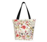 Borsa a tracolla da donna, con stampa floreale moderna, riutilizzabile, grande, per la spesa, per l'ufficio, lo shopping, i viaggi