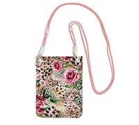 Borsa a tracolla da donna, con stampa leopardata e rosa, mini portamonete per telefono, per escursioni, viaggi, idea regalo, rosa, Taglia unica