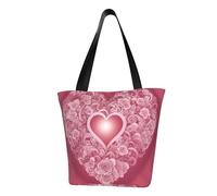 Borsa a tracolla da donna con stampa romantica a forma di cuore, leggera, alla moda, casual, per lo shopping quotidiano