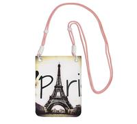 Borsa a tracolla da donna, con stampa Torre Eiffel Love Paris, mini portamonete per telefono, grazioso portafoglio per telefono, regalo per escursioni e viaggi, rosa, Taglia unica
