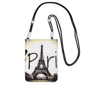 Borsa a tracolla da donna, con stampa Torre Eiffel Love Paris, mini portamonete per telefono, grazioso portafoglio per telefono, regalo per escursioni e viaggi, Nero , Taglia unica
