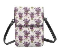 Borsa a tracolla da donna, con stampa viola lavanda, piccola borsa a tracolla in pelle per telefono cellulare
