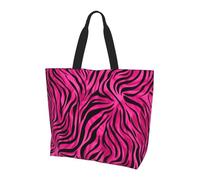Borsa a tracolla da donna con stampa zebrata rosa, borsa per la spesa astratta borsa grande resistente all'acqua con tasca interna per lavoro, viaggi, scuola