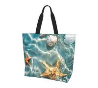 Borsa a tracolla da donna con stella marina, conchiglia, borsa per la spesa, impermeabile, grande borsa con tasca interna, per lavoro, viaggi, scuola