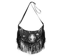 Borsa a tracolla da donna con tracolla regolabile di medie dimensioni con alieni malvagi in bianco e nero con motivo di alieni malvagi con (prop2)