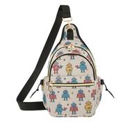 Borsa a tracolla da donna con tracolla regolabile, zaino da uomo per viaggi, incontri robot retrò beige