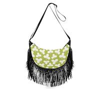 Borsa a tracolla da donna con trifoglio verde fresco e grazioso dettaglio con nappa, borse a tracolla da donna con (prop2)
