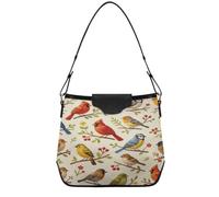 Borsa a tracolla da donna con uccelli colorati sui rami degli alberi, borsa tote con cinghie rimovibili, per viaggi, lavoro, palestra