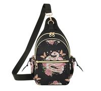 Borsa a tracolla da donna, convertibile, da uomo, per corsa, pesca, ragni retrò con rose, Retro Serpenti Farfalla Rose, One Size