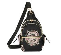 Borsa a tracolla da donna, convertibile, da uomo, per corsa, pesca, ragni retrò con rose, Rose Vintage Serpenti, Taglia unica