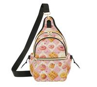 Borsa a tracolla da donna, convertibile, per adolescenti, per viaggi, incontri con cialde in stile cartone animato, ciambella su scacchi