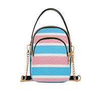 Borsa a tracolla da donna decorativa per telefono cellulare, tracolla trapuntata con cerniera, borsa a tracolla tote trans orgoglio sessuale bandiera identità