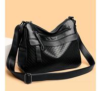 Borsa a tracolla da donna di grandi dimensioni con molte tasche, borsa per la mamma, borsa a spalla con trama trapuntata e motivo tessuto GeometricoPoliuretano