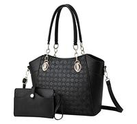 Borsa a tracolla da donna e donna, in pelle + set di portafogli con gamba, Nero , taglia unica