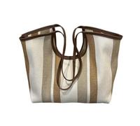 Borsa a tracolla da donna, elegante, a righe, per la scuola, per il tragitto casa-lavoro, casual, per l'uso quotidiano, leggera e resistente. (Khaki, 31cmX15cmX31cm)
