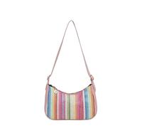 Borsa a tracolla da donna, elegante, in paglia | Borsa a tracolla da spiaggia con strisce, tasche sotto le braccia per lo shopping quotidiano, appuntamenti e lavoro
