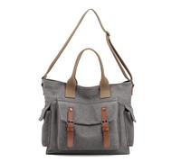 Borsa a tracolla da donna grande capacità borsa da scuola borsa da viaggio per il tempo libero borsa a tracolla vintage, grigio, Medium