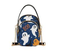 Borsa a tracolla da donna Halloween carino cartone animato fantasmi trapuntata tracolla cellulare borsa carino crossbody frizione cerniera Tote, 15 cm × 21,1 cm × 7,9 cm