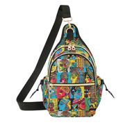 Borsa a tracolla da donna, impermeabile, zaino da uomo per corsa, escursionismo, con volti colorati indiani psichedelici