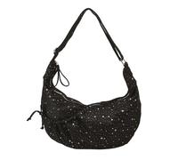 Borsa a tracolla da donna in nylon tinta unita con tracolla regolabile a mezzaluna con cerniera per lo shopping, il lavoro, la scuola e l'uso quotidiano (nero)