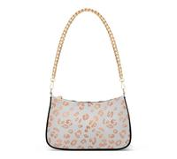 Borsa a tracolla da donna in oro rosa leopardato a pois bianchi borsa a tracolla estetica Hobo pochette con chiusura a cerniera e cinturino a catena