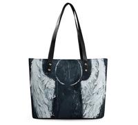 Borsa a tracolla da donna in pelle bianca con ali d'angelo morbida borsa a tracolla media spaziosa borsa alla moda tote top handle Satchel, stile, 29 x 34 x 14 cm