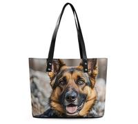 Borsa a tracolla da donna in pelle con fiori di ciliegio giapponese, con manico superiore, casual, da lavoro, da viaggio, Pastore Tedesco, 29*34*14cm