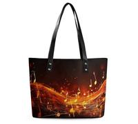 Borsa a tracolla da donna in pelle con fiori di ciliegio giapponese, con manico superiore, casual, da lavoro, da viaggio, Nota musicale Fiamma Rossa, 29*34*14cm, Nota musicale Fiamma Rossa