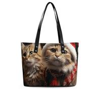 Borsa a tracolla da donna in pelle con gatto natalizio per donna borsa a tracolla morbida borsa media spaziosa borsa alla moda tote top handle Satchel