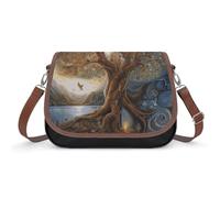 Borsa a tracolla da donna, in pelle, con motivo albero della vita, tracolla regolabile, rimovibile, borse a mani libere