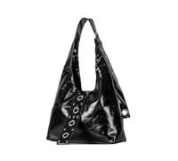 Borsa a tracolla da donna in pelle con rivetti retrò, stile punk, borsa a motociclista, grande capacità, tote Spicy Girl Per lavoro, shopping, viaggi(Black)