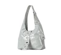 Borsa a tracolla da donna in pelle con rivetti retrò, stile punk, borsa a tracolla da motociclista, grande capacità, borsa tote Spicy Girl(Light Grey)