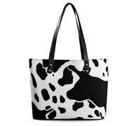 Borsa a tracolla da donna in pelle con stampa mucca bianca e nera borsa a tracolla morbida borsa media spaziosa borsa alla moda tote top handle Satchel, stile, 29 x 34 x 14 cm