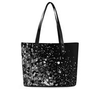 Borsa a tracolla da donna in pelle glitterata bianca nera per donna borsa a tracolla morbida borsa media spaziosa borsa alla moda tote top handle Satchel, stile, 29 x 34 x 14 cm