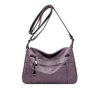 Borsa a tracolla da donna in pelle, multi tasca, morbida, leggera, con tracolla regolabile, Viola-2023, Western