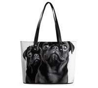 Borsa a tracolla da donna in pelle nera con carlino carino borsa a tracolla per donna borsa a tracolla morbida borsa media spaziosa borsa alla moda tote top handle Satchel