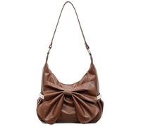 Borsa a tracolla da donna in pelle PU alla moda con cerniera versatile sotto le ascelle, borsa tote per shopping, lavoro e uso quotidiano, Marrone chiaro, 250.00x155.00x100.00mm/9.84x6.1x3.94inch
