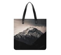 Borsa a tracolla da donna in pelle PU con montagna bianca e nera sotto il cielo borse a tracolla e borse da fine settimana