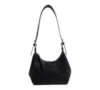Borsa a tracolla da donna in pelle PU per il tempo libero Y2k tinta unita versatile borse ascellare borsa vintage per shopping e gite in famiglia all'aperto, Nero , 250*210*60mm