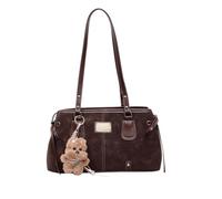 Borsa a tracolla da donna in pelle PU retrò con ciondolo in peluche | Borsa a tracolla alla moda per tutti i giorni, shopping, lavoro, scuola, fine settimana, gite, viaggi, donne e ragazze