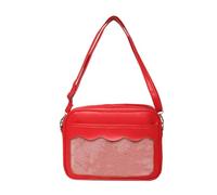 Borsa a tracolla da donna in pelle PU trasparente a tracolla libro per studenti stile giapponese messaggeri bella Itabag tracolla giapponese per le donne in pelle PU tracolla messenger, Rosso, One