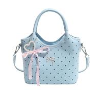 Borsa a tracolla da donna in pelle PU Y2k di grande capacità casual borsa a tracolla multiuso semplice ed elegante design a pois borsa a tracolla borse da viaggio lavoro shopping, Blu, 190x100x150mm